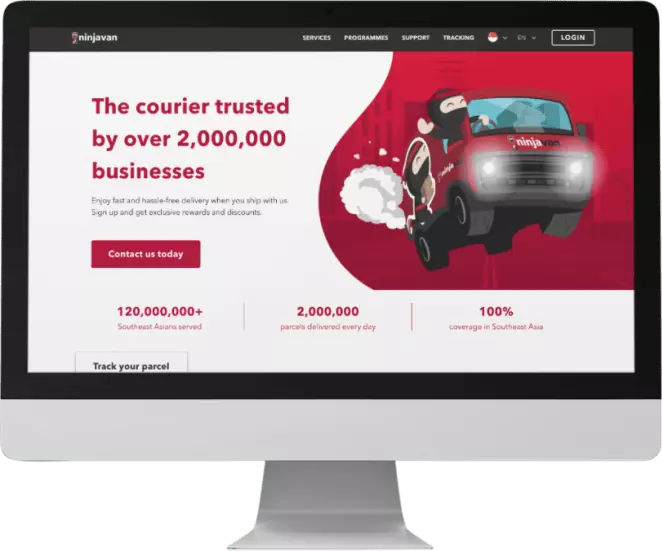 Screenshot of webapp Ninja Van